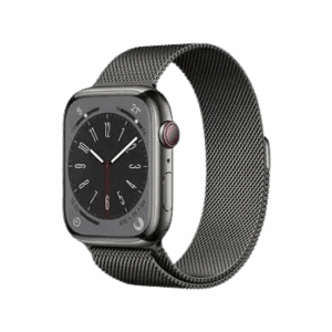 Apple watch series 8 gps cellular boitier acier inoxydable graphite 45mm avec boucle milanaise graphite