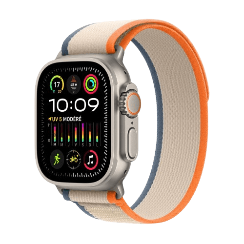 Apple Watch Ultra 2 GPS + Cellular avec une Boîtier en Titane et un Bracelet en Boucle Trail Orange et Beige