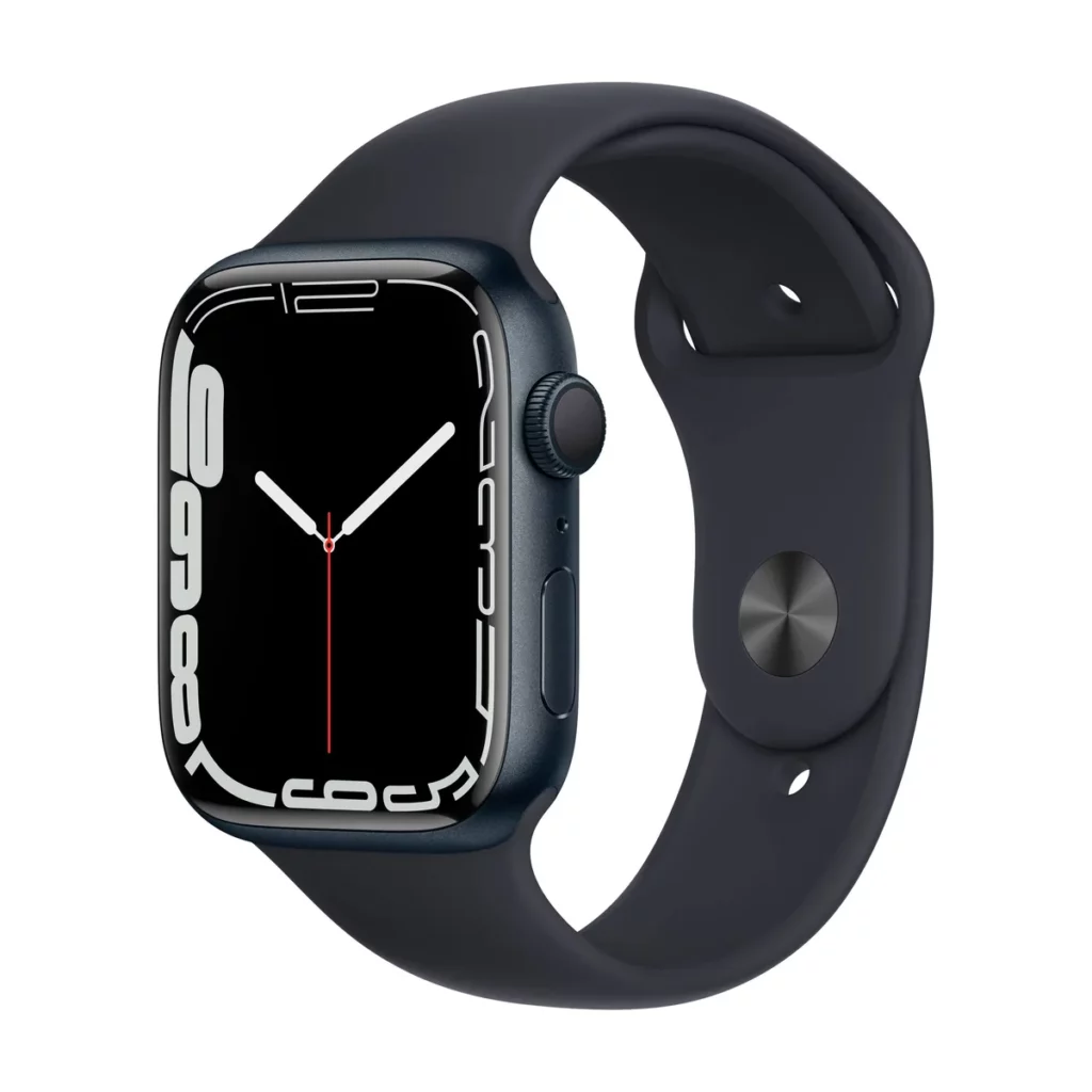 Apple Watch Series 7 GPS Boitier Aluminium noir 45mm avec Bracelet Noir