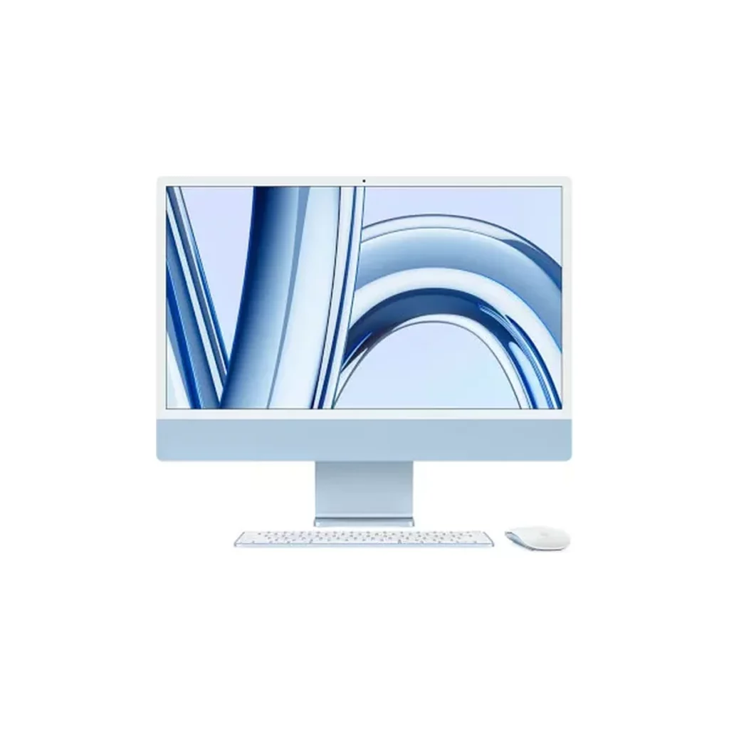 Apple iMac 24″ écran rétina 4,5K 256 Go SSD 8 Go RAM Puce M3 CPU 8 cœurs GPU 10 cœurs Bleu