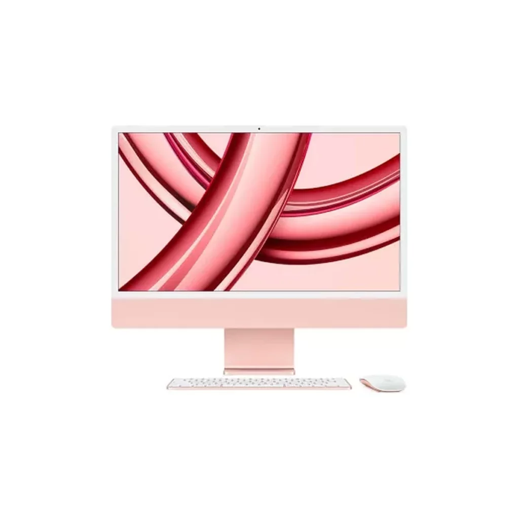 Apple iMac 24″ écran rétina 4,5K 256 Go SSD 8 Go RAM Puce M3 CPU 8 cœurs GPU 8 cœurs Rose