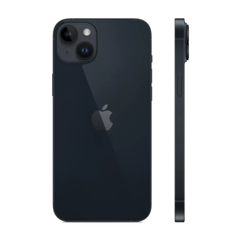 Apple iPhone 14 Plus 6.7″ 5G Double SIM 128 Go Noir minuit, rouge, Bleu, … — dos + profil