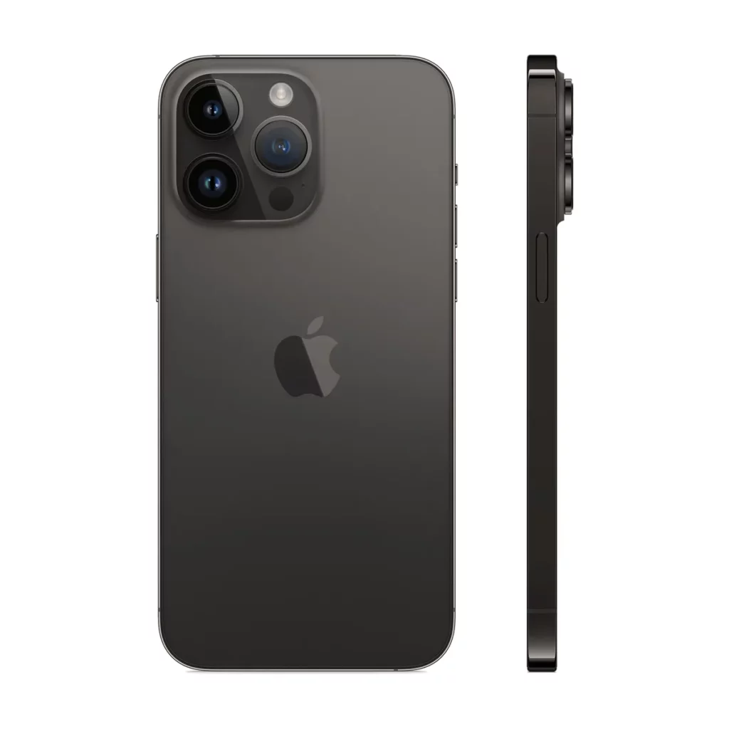 Apple iPhone 14 Pro Max 6,7″ 5G Double SIM 512 Go Noir sidéral Occasion — dos + profil