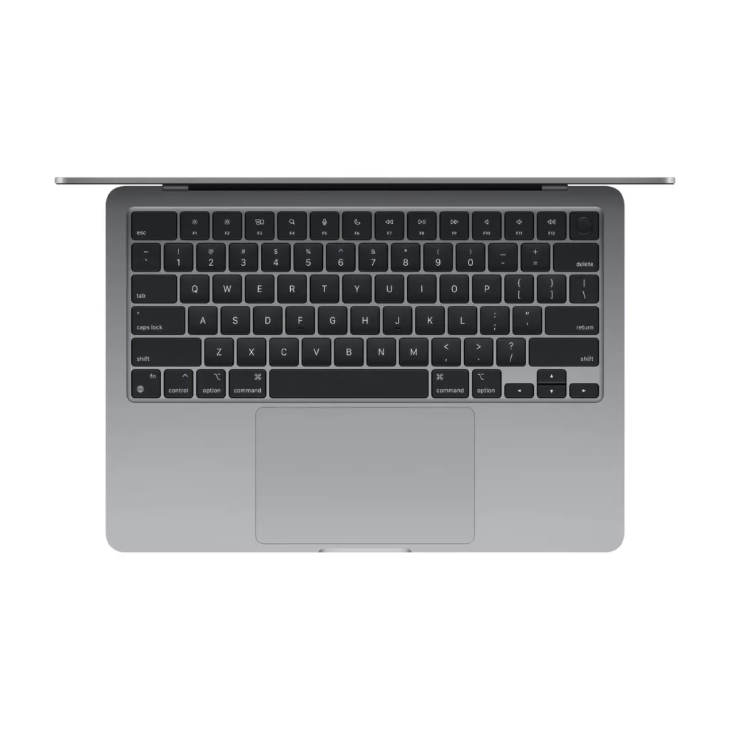 Apple MacBook Air 13,6″ 256Go SSD 8Go RAM Puce M3 Gris Sidéral — dessus ouvert (clavier)