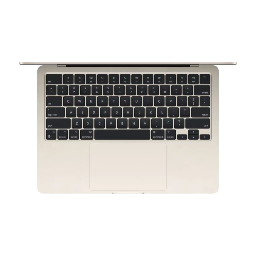 Apple MacBook Air 13,6″ 512Go SSD 8Go RAM Puce M3 Lumière stellaire — dessus ouvert (clavier)
