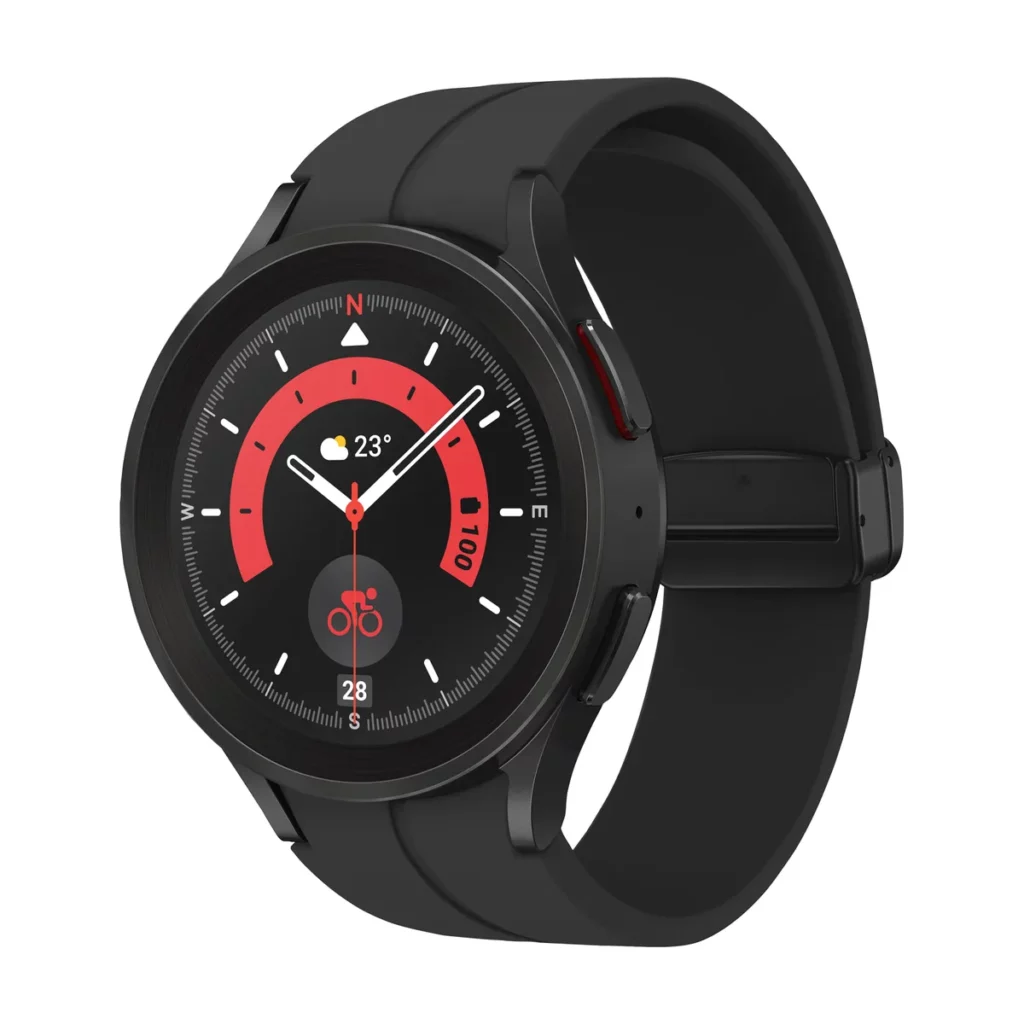 Montre intelligente Samsung Galaxy Watch 5 Pro avec un Boitier de 1,4″ et une memoire de 16 GB couleur Noir — 3/4