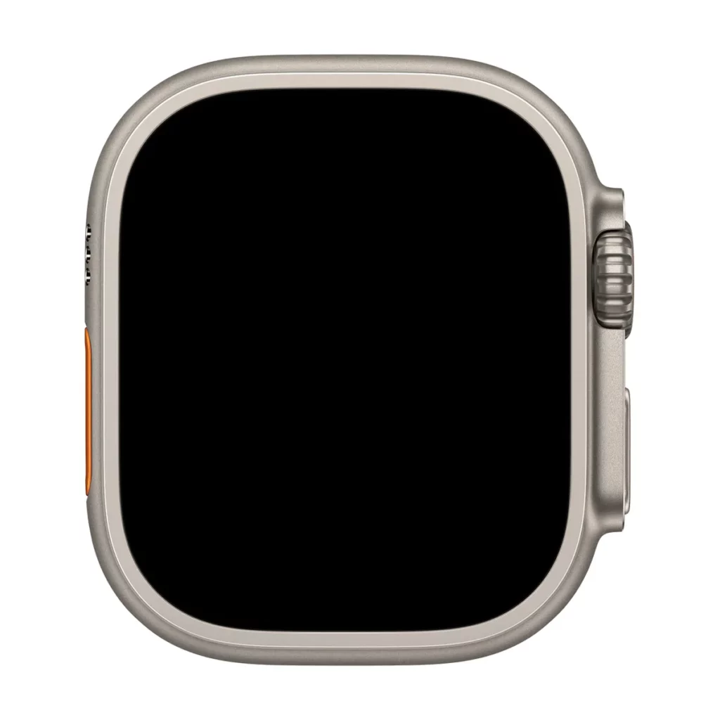 Apple Watch Ultra 2 GPS + Cellular avec une Boîtier en Titane et un Bracelet en Boucle Trail Orange et Beige — boîtier face