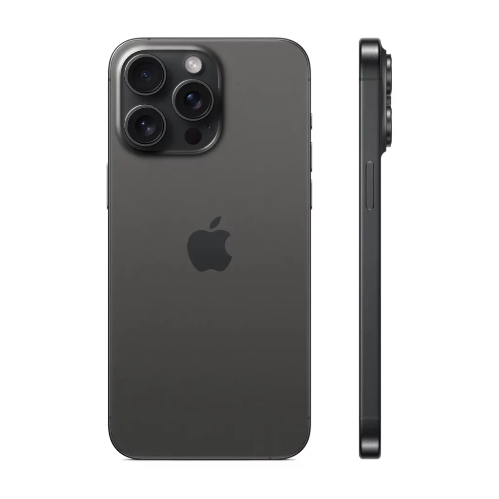 Apple iPhone 15 Pro Max 6,7″ 5G Double SIM 1 To Noir Titanium — dos + profil