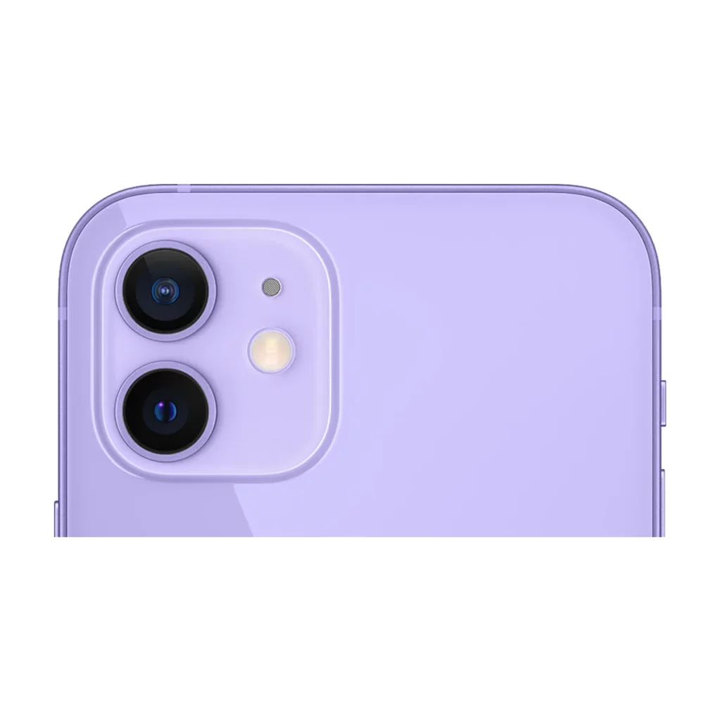 Apple iPhone 12 Double SIM Mémoire 128Go Violet (2021) — dos gros plan caméra (recadrage)