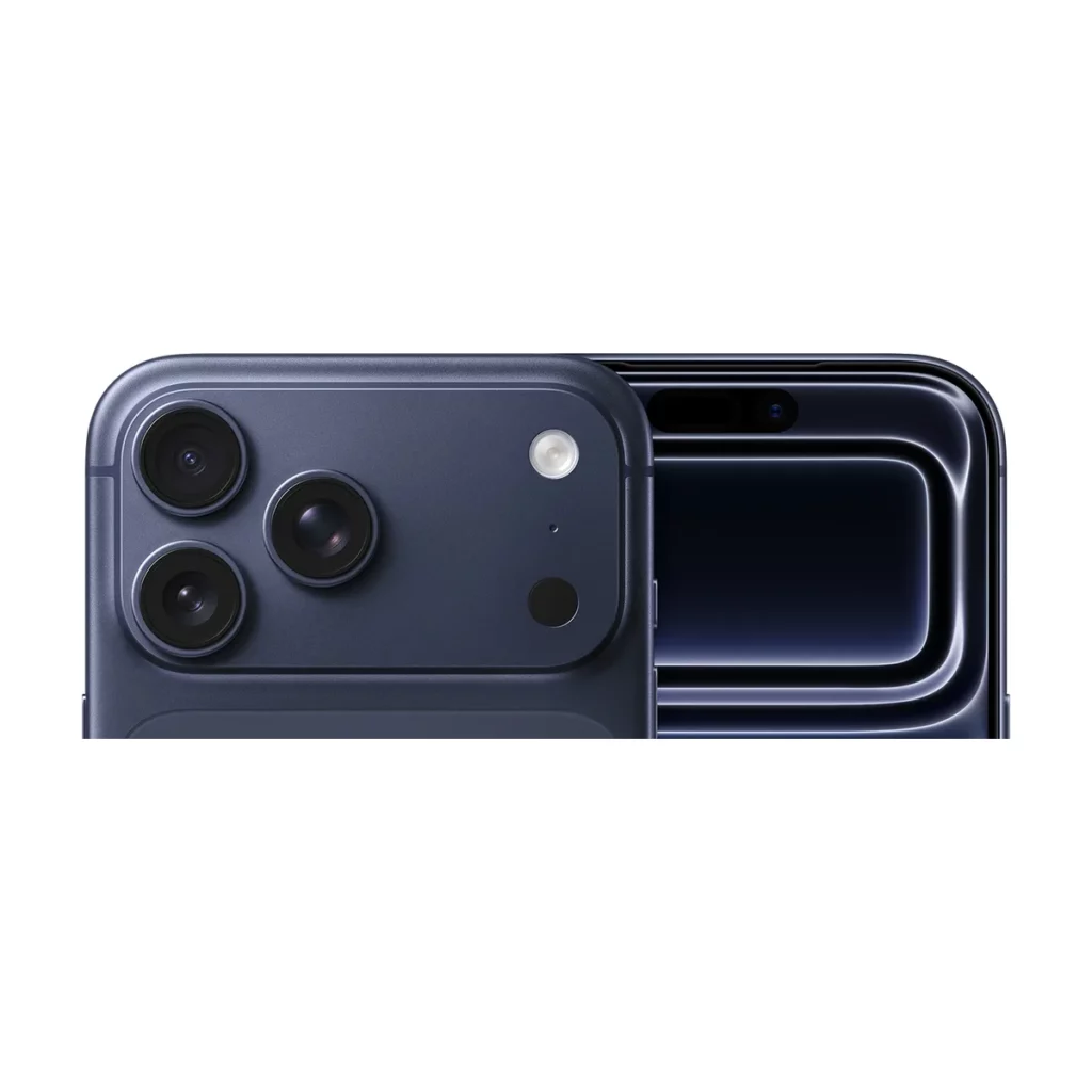 iPhone 17 Pro Max — dos + face 3/4