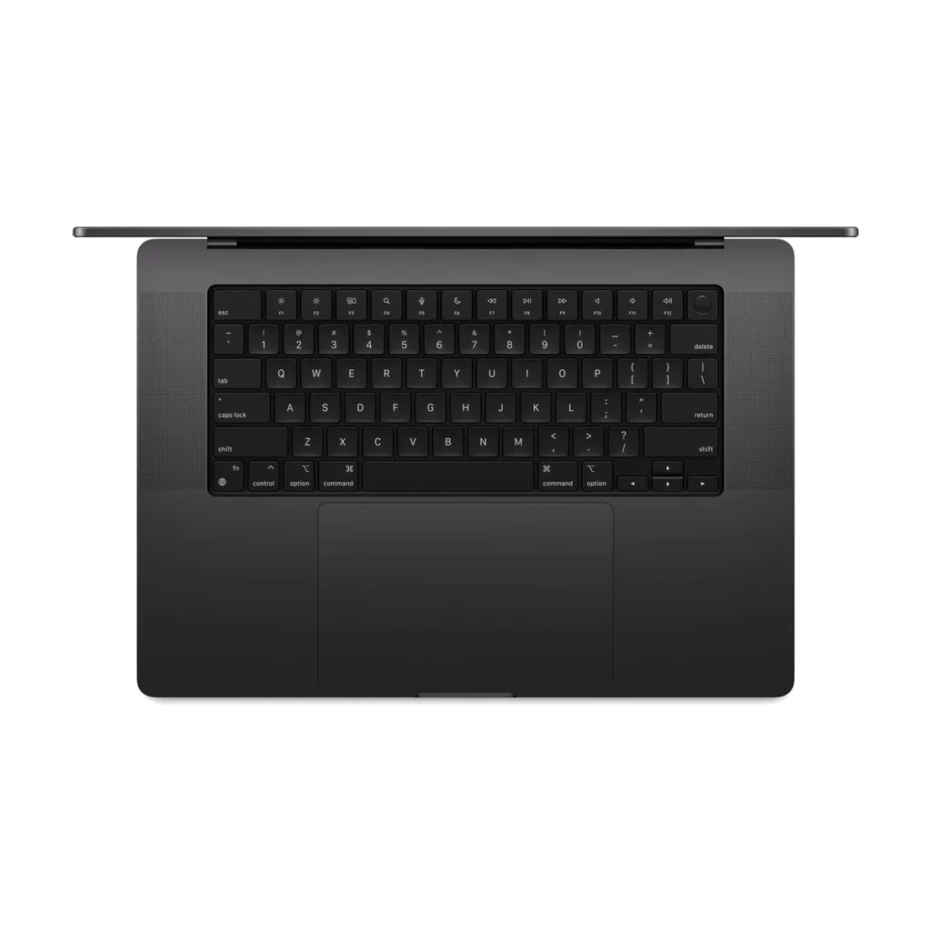 MacBook Pro 16" M4 Pro / M4 Max — dessus ouvert (clavier)