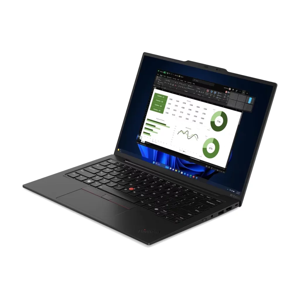 Lenovo ThinkPad X1 Carbon Gen 12 (2024) — 3/4 ouvert