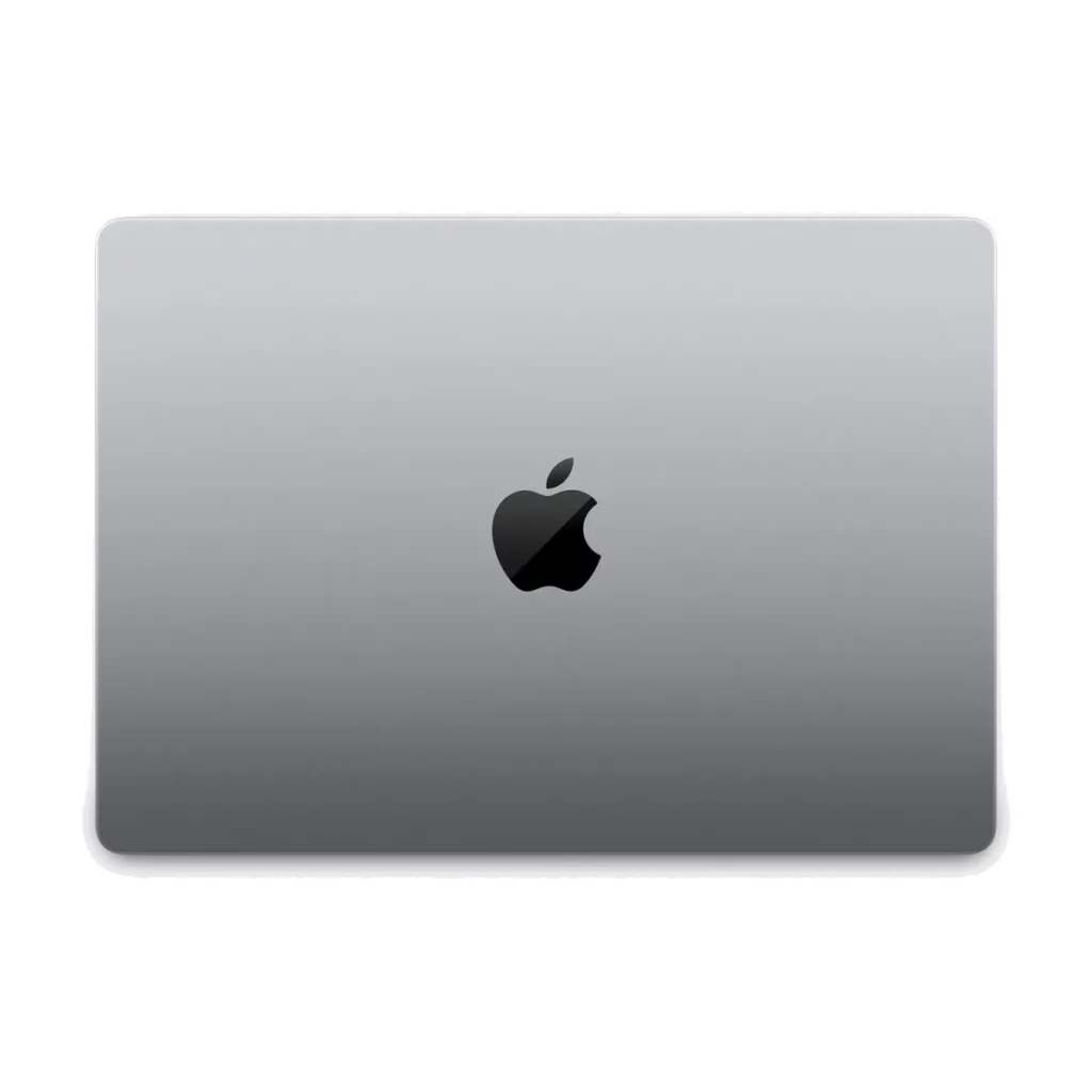 Apple MacBook Pro 14″ 512 Go SSD 16 Go RAM Puce Apple M2 MAX CPU 12 cœurs 512 Go SSD 16 Go RAM Couleur Gris sidéral — dessus fermé (logo)
