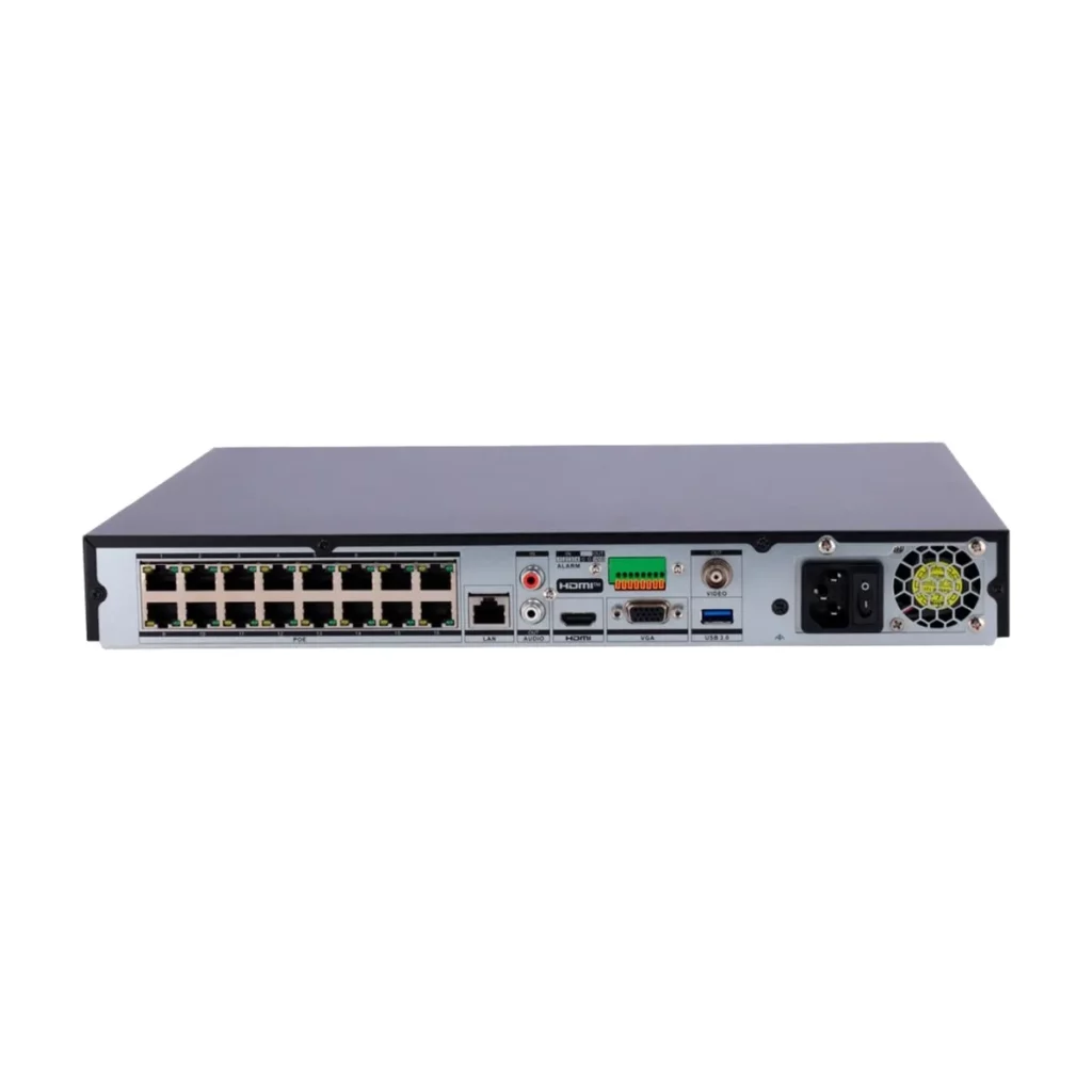 Hikvision DS-7616NXI-I2/16P/S(E), NVR AcuSense 4K 16 canaux 1U 16 POE — dos (16 PoE)