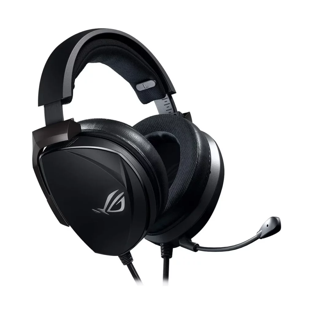 Casque Gaming Filaire Asus ROG Théta avec transducteur Electret de couleur Noir – vue 1, disponible à Dakar chez Compustore