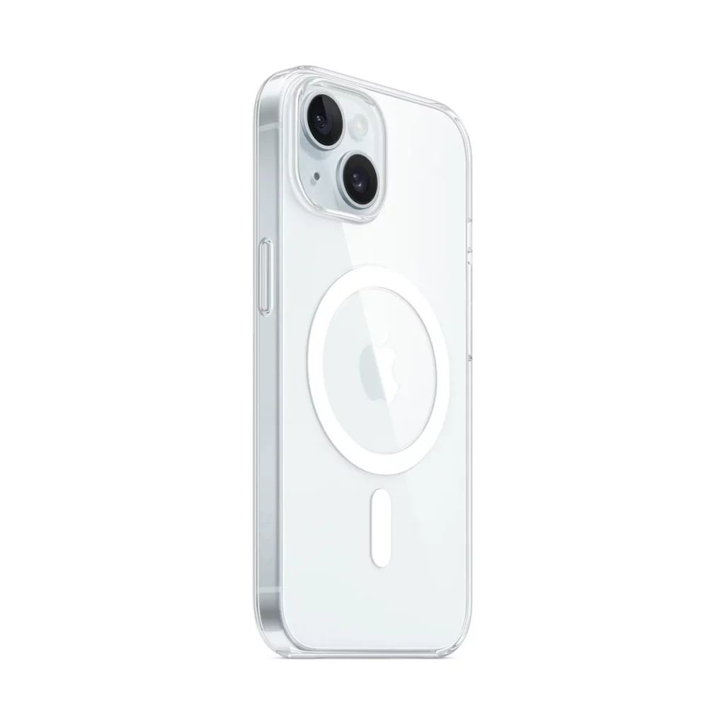 Coque transparente avec MagSafe pour iPhone 15 – vue 1, disponible à Dakar chez Compustore