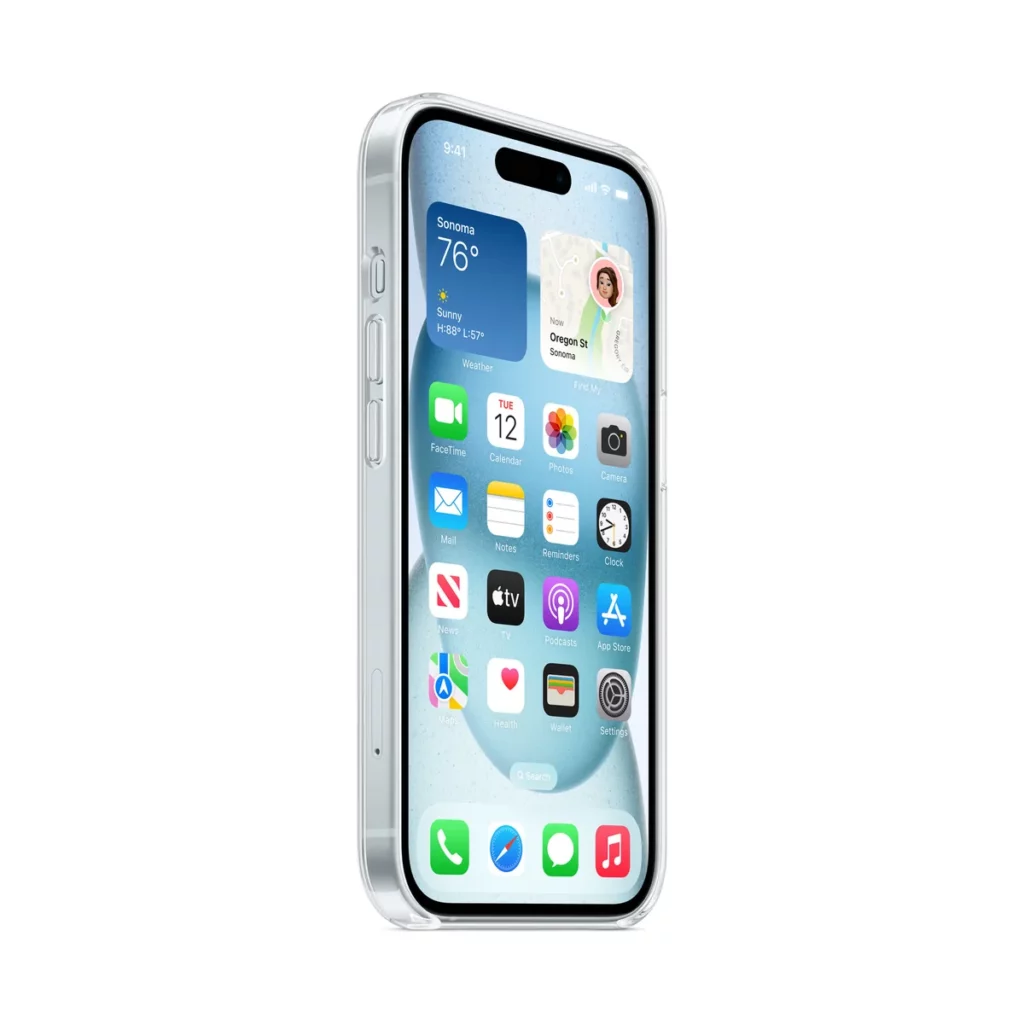 Coque transparente avec MagSafe pour iPhone 15 – vue 2, disponible à Dakar chez Compustore