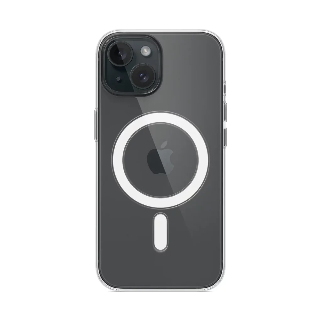 Coque transparente avec MagSafe pour iPhone 15 – vue 3, disponible à Dakar chez Compustore