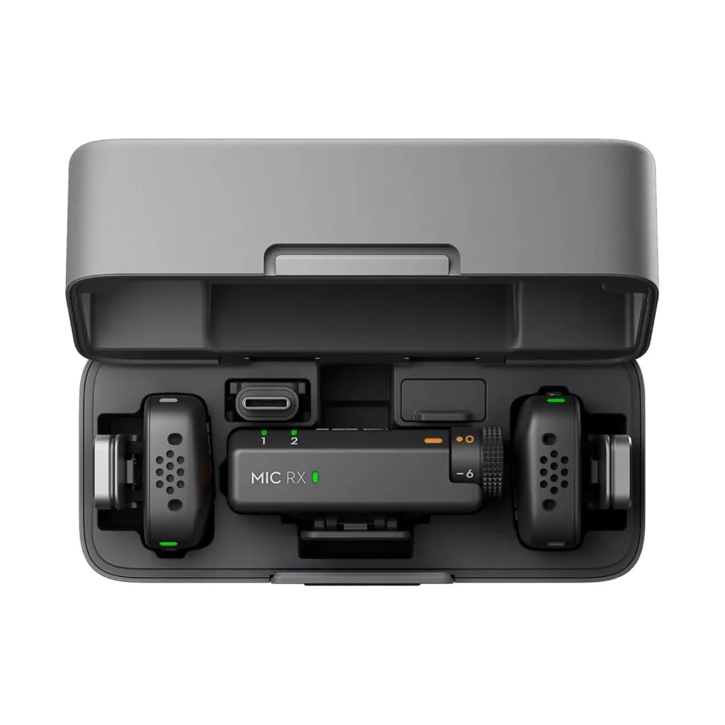 DJI Mic Mini (2 émetteurs + 1 récepteur + boîtier de recharge) — vue 3, micro sans fil DJI à Dakar