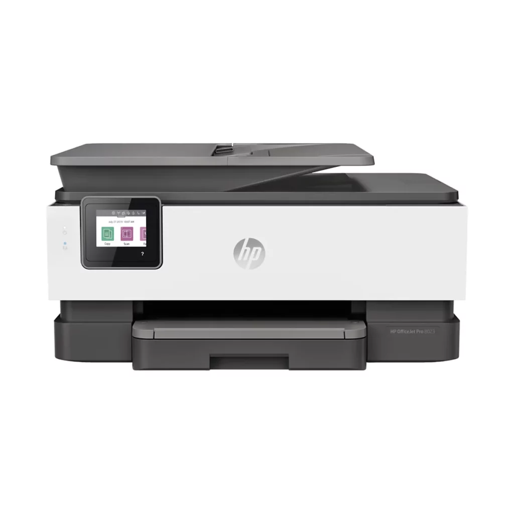 Imprimante HP Officejet 8023 – Imprimante coleur – Multifonction – 20 ppm (noir) et 10 ppm (couleur) – vue 1, disponible à Dakar chez Compustore