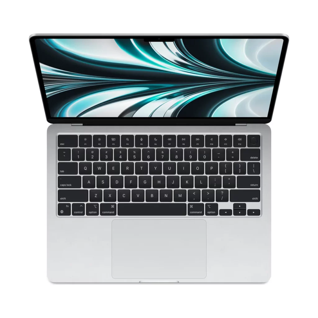 MacBook Air M2 13.6″ Puce Apple M2, 8go ddr4, 256go ssd, Argent – vue 1, disponible à Dakar chez Compustore