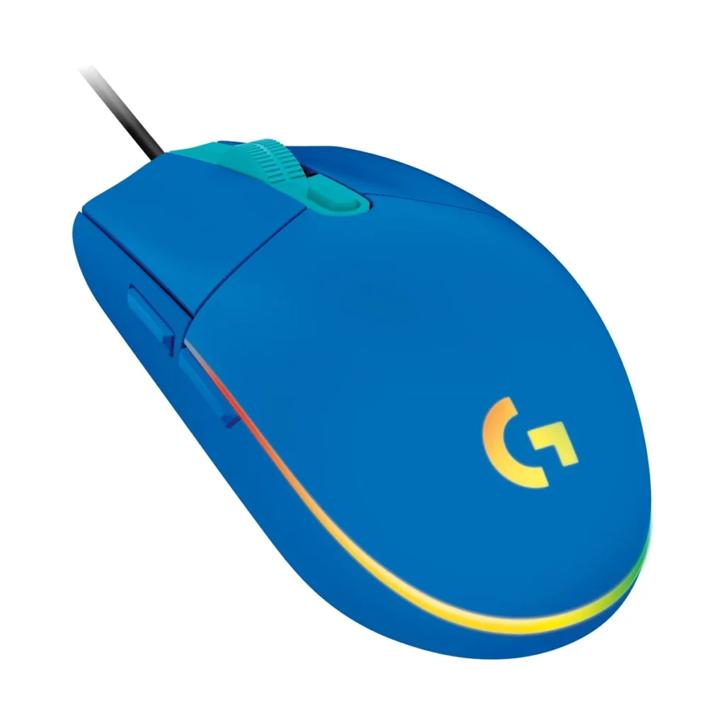 Souris Gaming filaire Logitech G203 Lightsync RGB pour PC, Mac Bleu – vue 2, disponible à Dakar chez Compustore