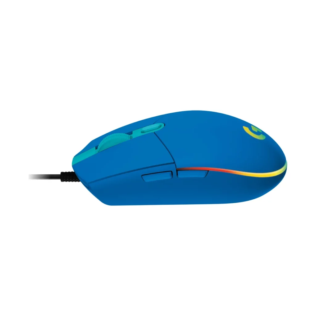 Souris Gaming filaire Logitech G203 Lightsync RGB pour PC, Mac Bleu – vue 3, disponible à Dakar chez Compustore